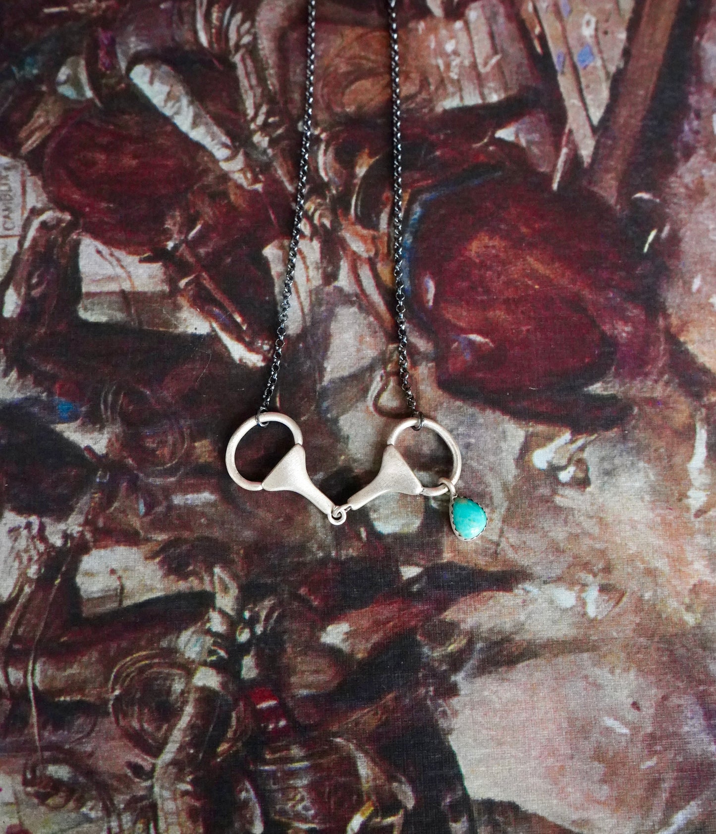 Turquoise Snaffle Bit Necklace