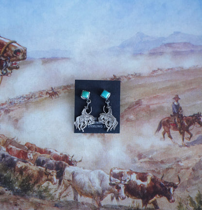 Annie Spencer Turquoise Bucking Horse Stud Earrings