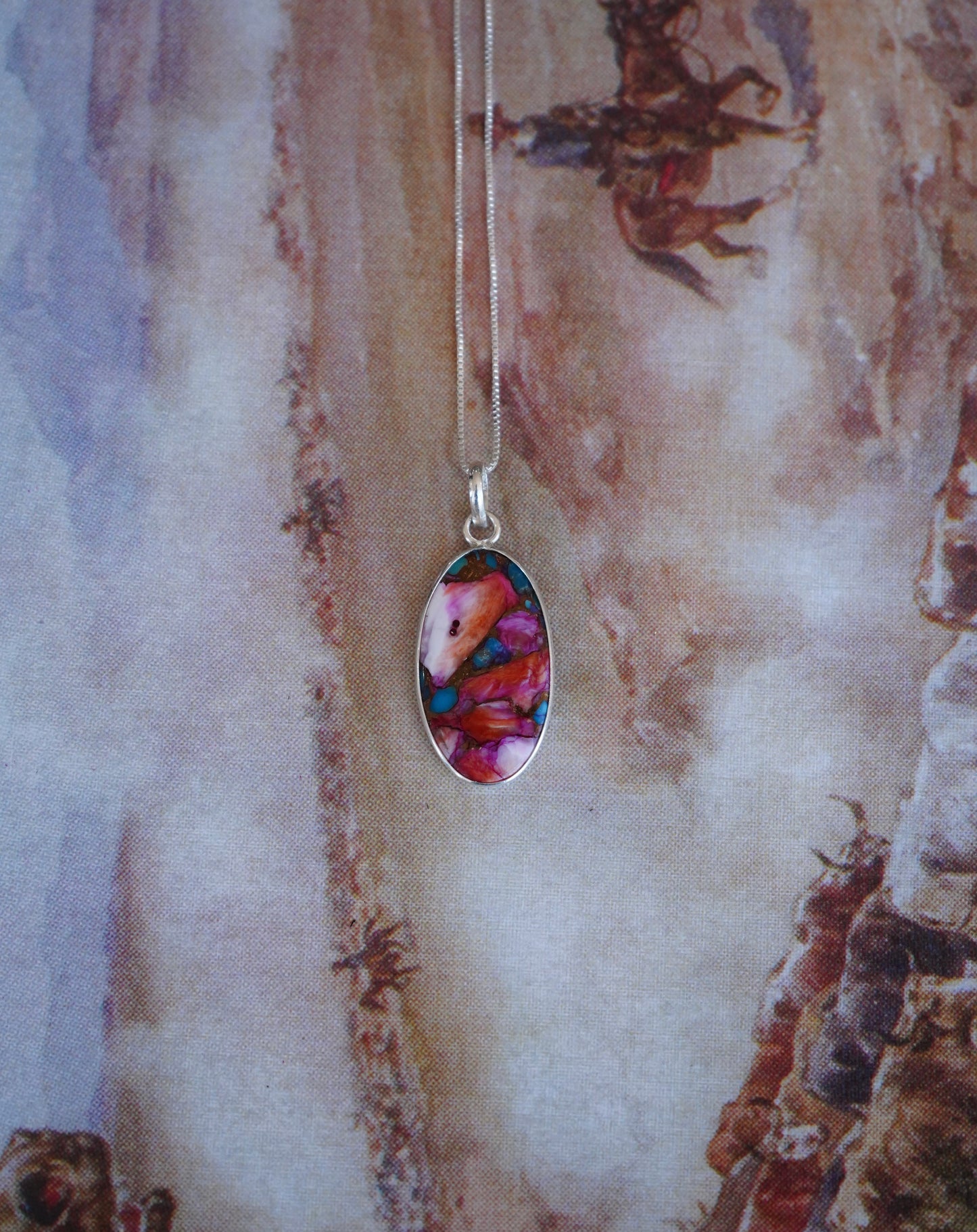 Oval Pink Dahlia Pendant