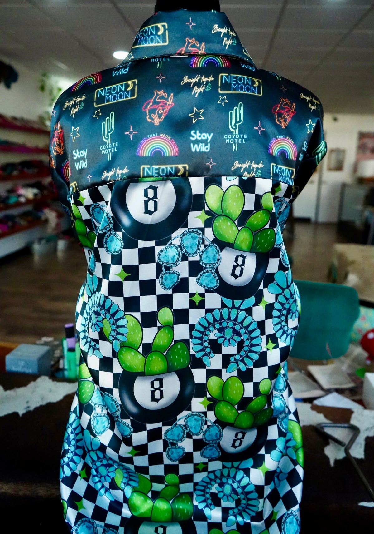 Daisy Original Checkered Cactus 8Balls w/ Neon Moon Button Down - Size 22