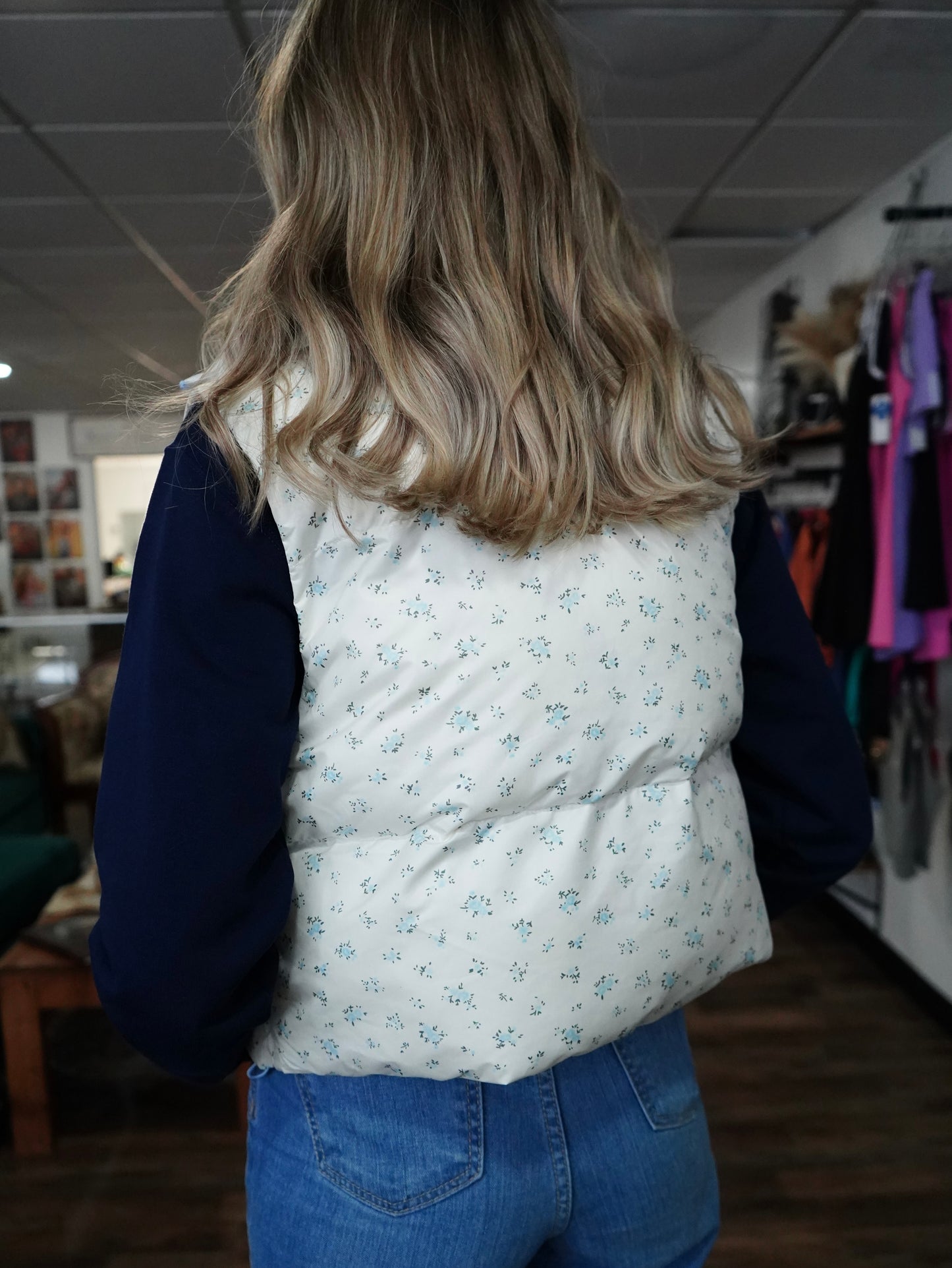 Cowgirls Cry Floral  Cropped Puffer Vest