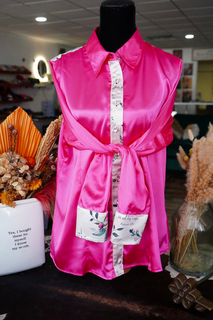 2XL - Hot Pink w/ Tan Verses Button Down