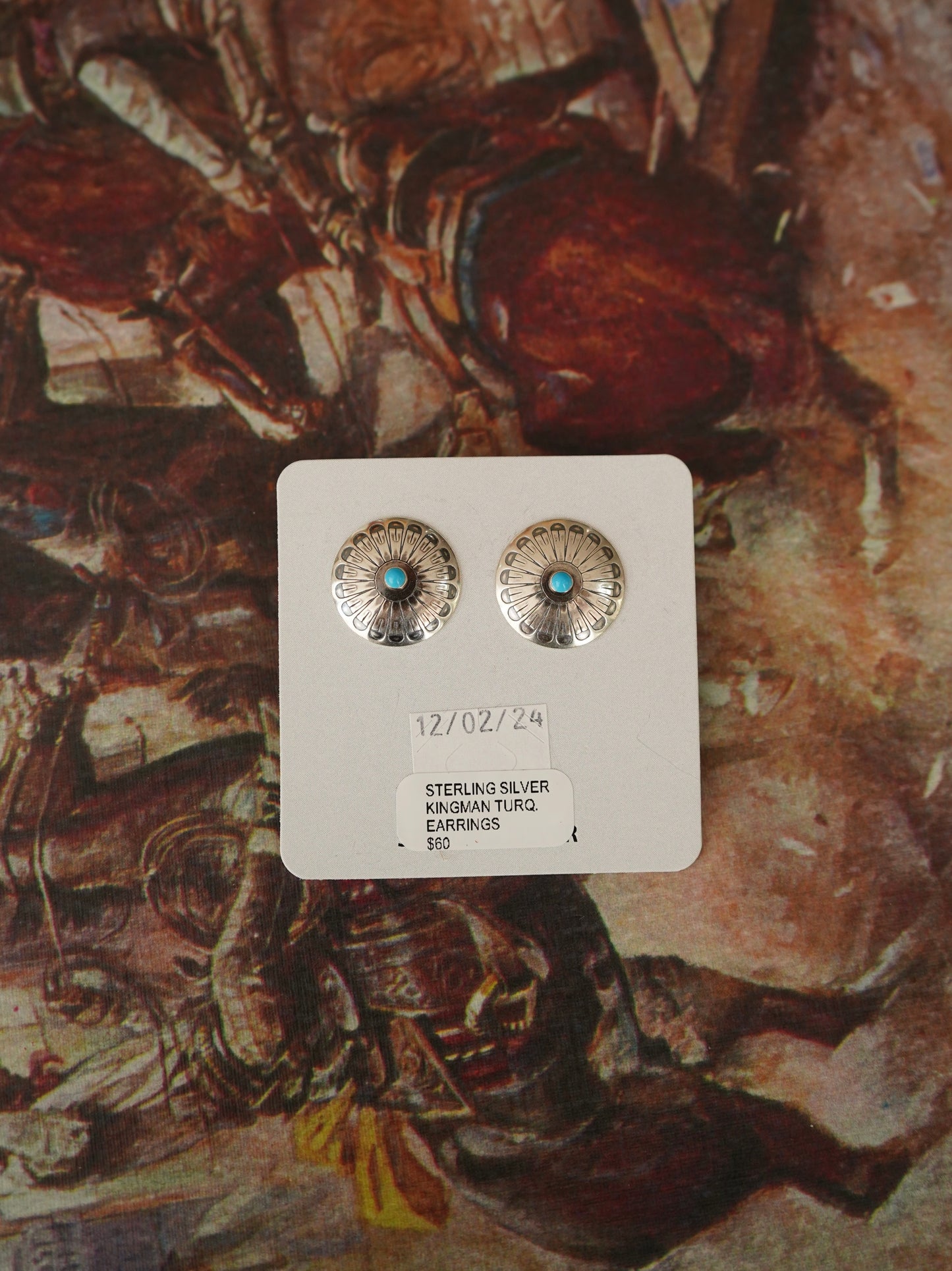 Sterling Silver Concho Stud Earrings