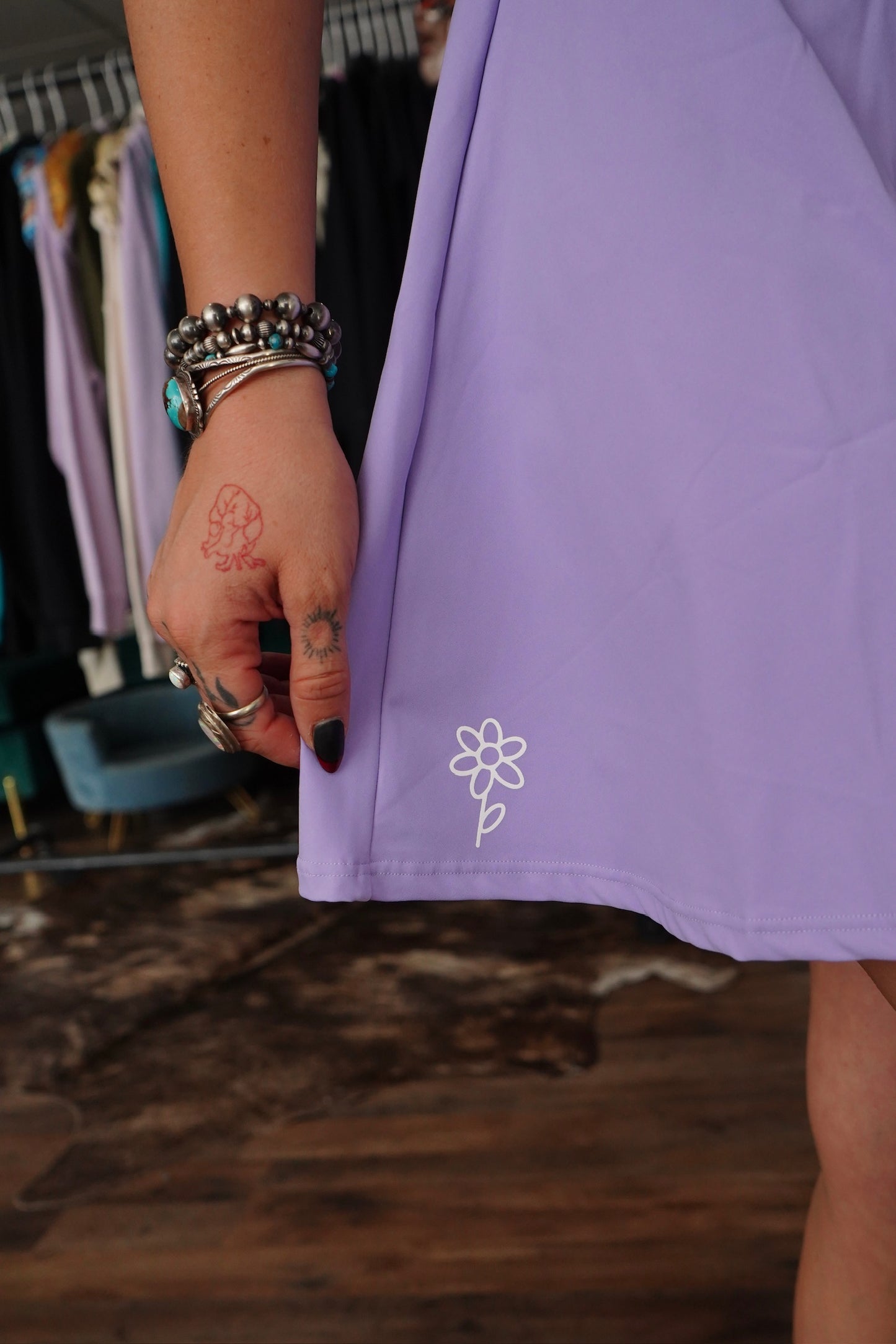 White Trim Spaghetti w/ Daisy Brand Tennis Dresses