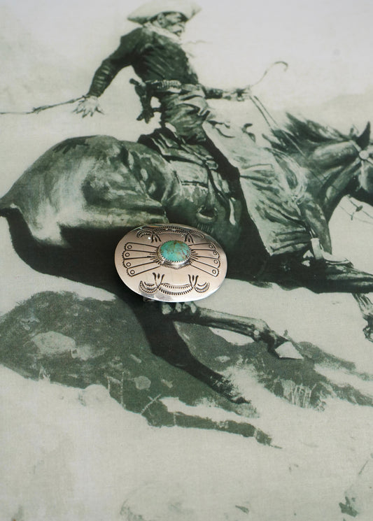 Joan Begay Navajo Handmade Royston Turquoise Belt Buckle