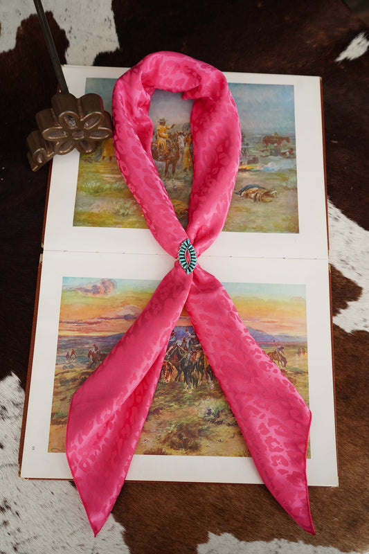 Hot Pink Cheetah Jacquard Wild Rag