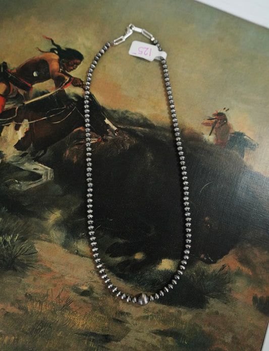 Sterling Silver Pearls w/ Large Pearl Necklace - 18”