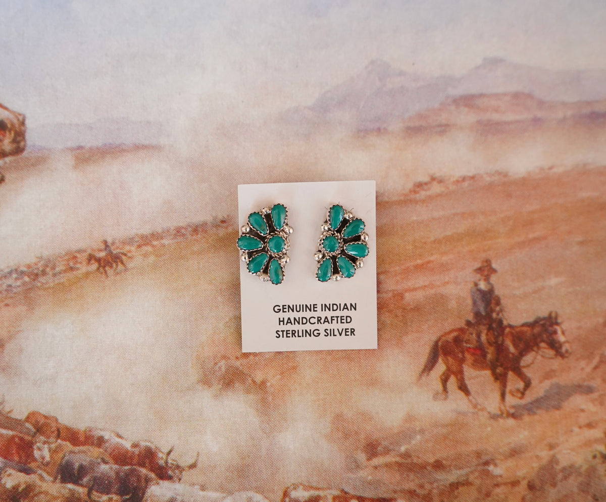 Alicia Wilson Zuni Turquoise Half Cluster Stud Earrings