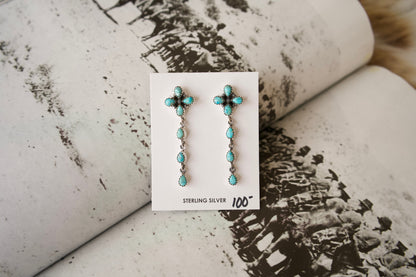 Cross Studs w/ Three Stone Dangles