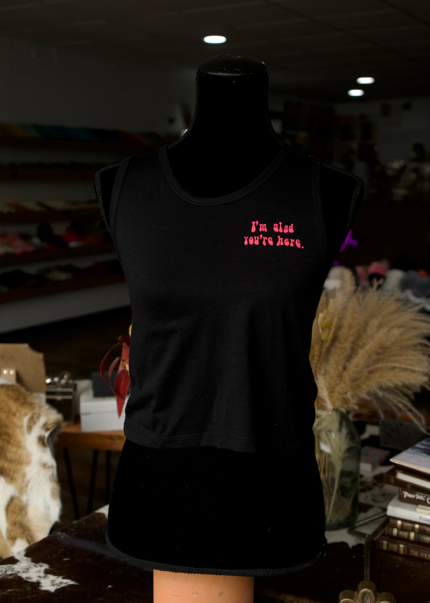 Glad You’re Here Cropped Tank Top