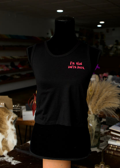 Glad You’re Here Cropped Tank Top