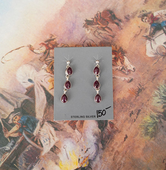 Tricia Smith 3 Stone Purple Spiny Turquoise Earrings