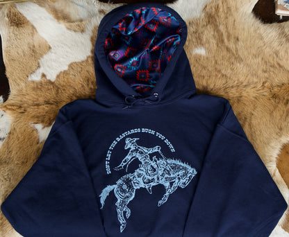 Navy Bucked Down Satin Lined Hoodies