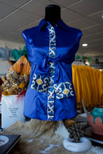 Load image into Gallery viewer, S - Blue &amp; Yellow Thunderbird Aztec on Royal Blue Button Down