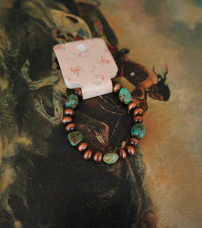 Copper Pearl Stretchy Bracelets