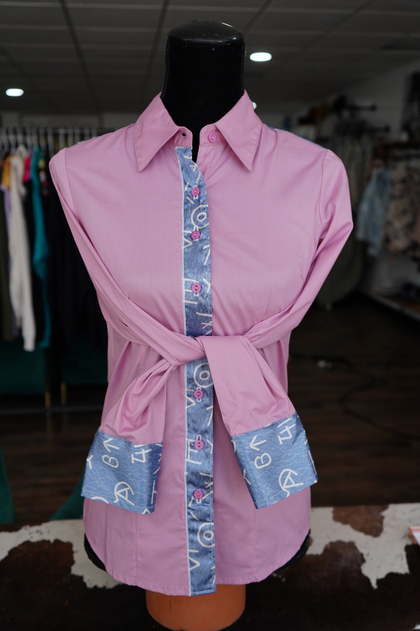 S - Denim Brands on Mauve Cotton Button Down