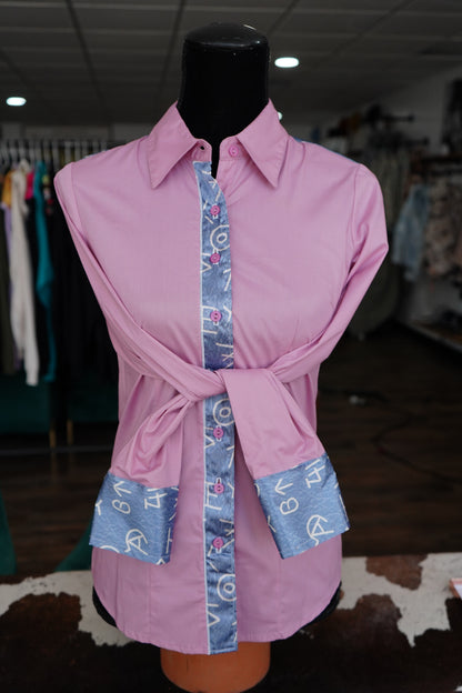 S - Denim Brands on Mauve Cotton Button Down