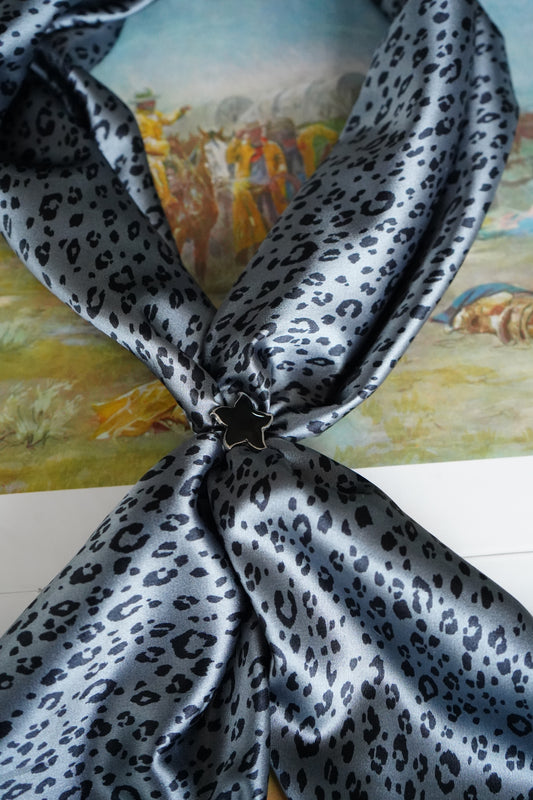 Black & Grey Dainty Cheetah Print Wild Rag