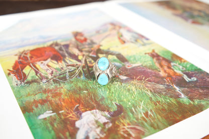 Turquoise, Sterling Silver & Red Coral Men’s Rings - Sz 9-13.5