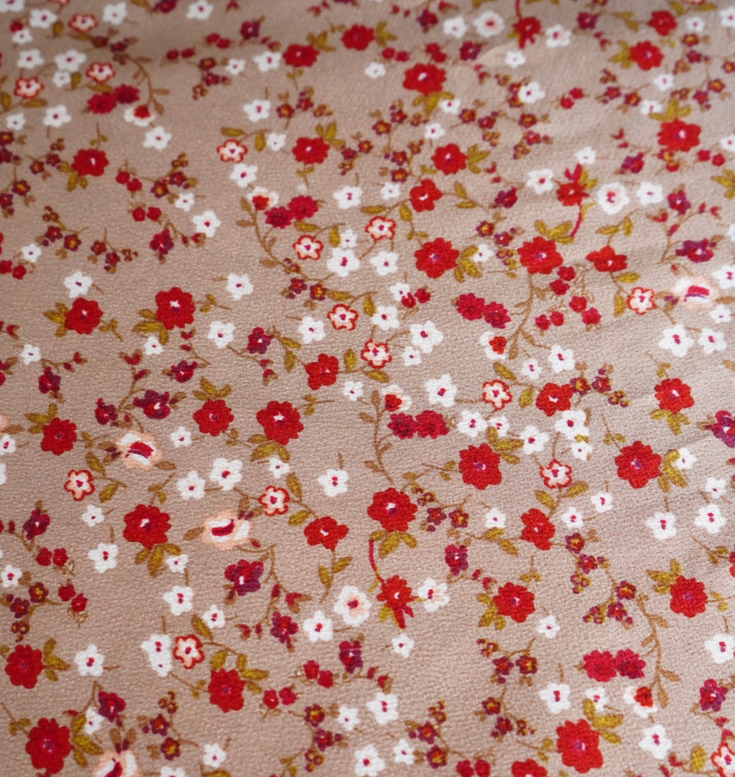 Tan w/ Red & White Dainty Flowers DS Wild Rag