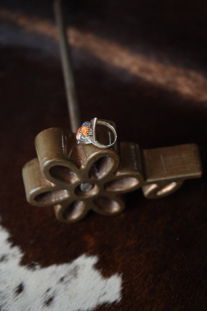 2 Stone Pink Dahlia Wrap Ring - Adj