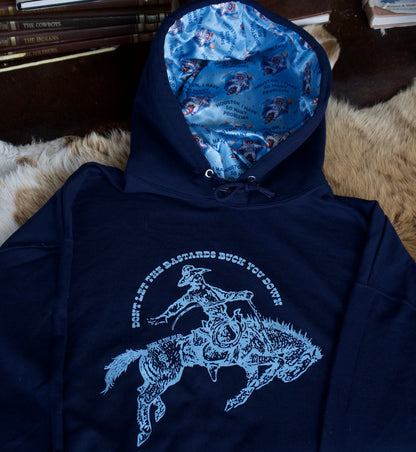 Navy Bucked Down Satin Lined Hoodies