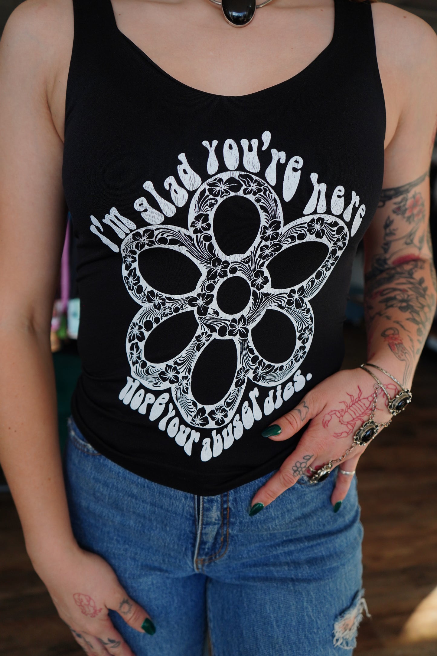 Hope Daisy - Black Seamless Tank Top