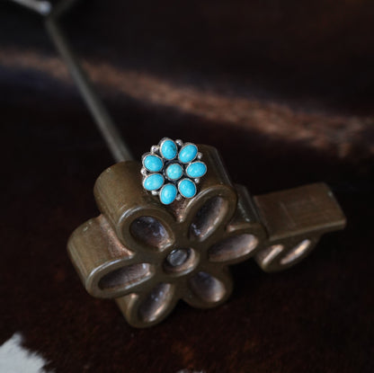 Blue Turquoise Flower Ring - Sz 7