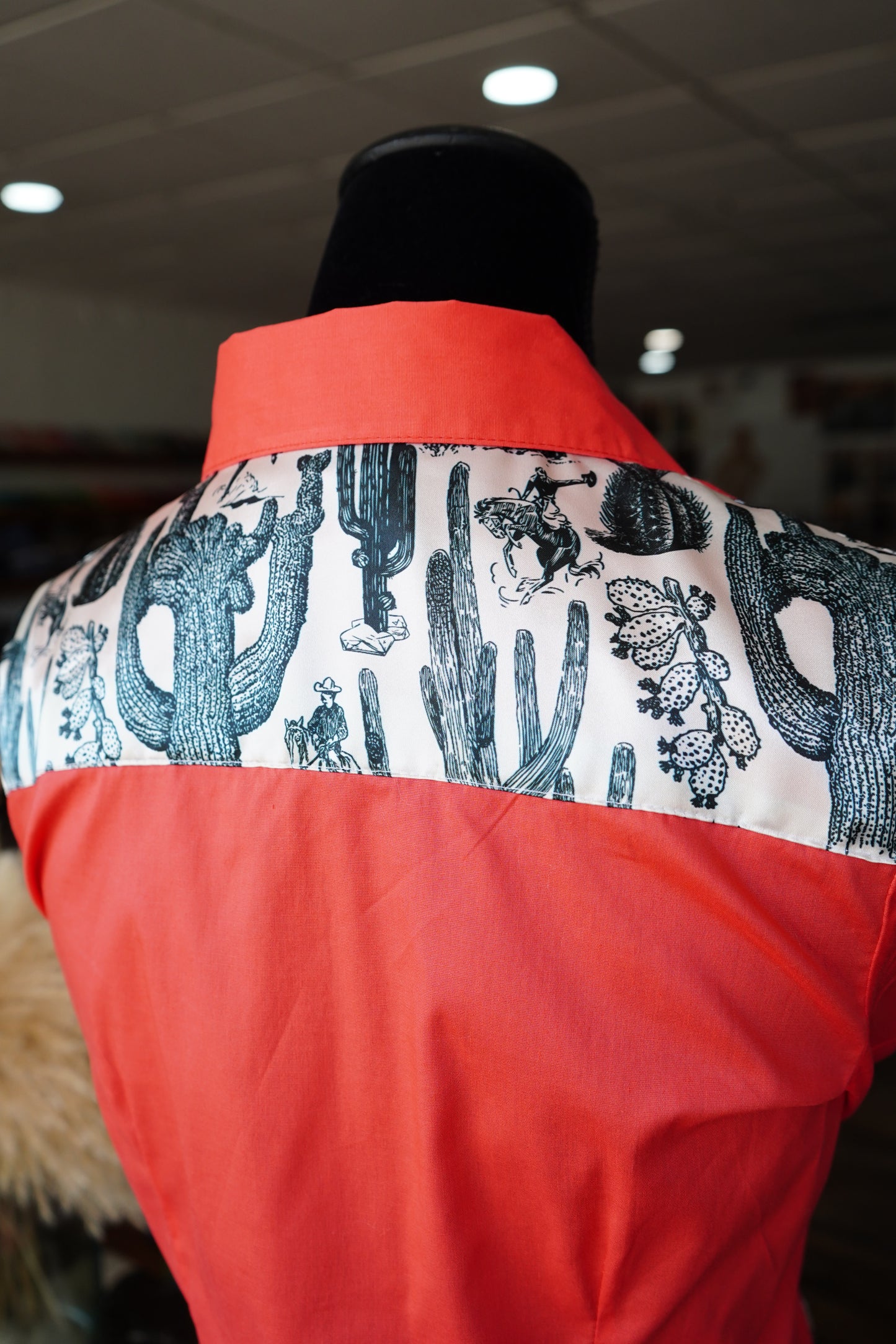 S - B/ Arizona Cowboys on Hot Coral Cotton Button Down