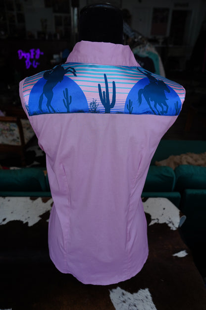 L - Aztec Cowboy Sunset on Muave Cotton Button Down