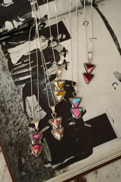 Turquoise Triangular 2 Stone Pendants