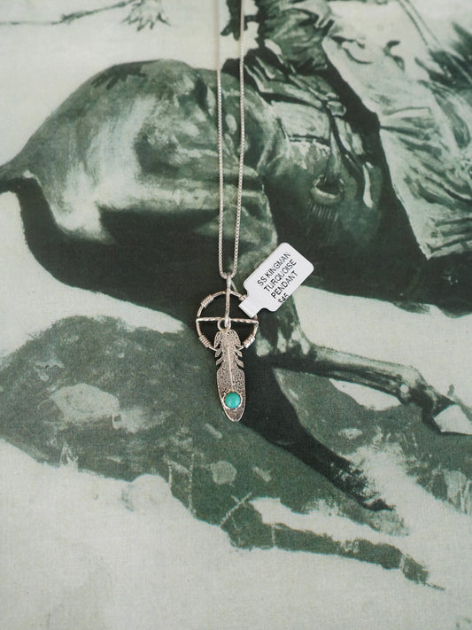 Kenny Lonjose Turquoise Feather Pendant