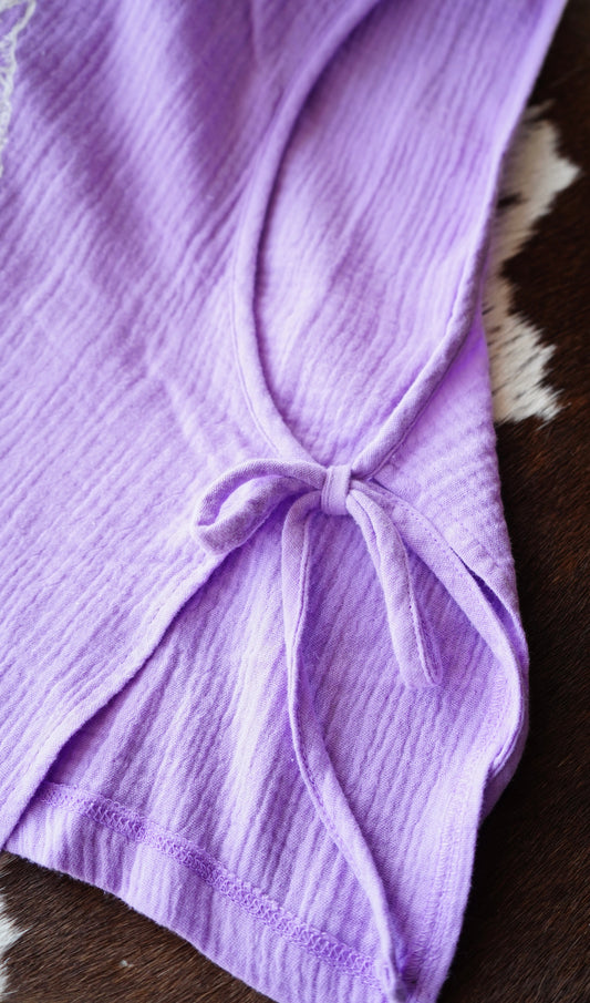 Grew Up - Lavender Double Gauze Side Tie Sleeveless Top