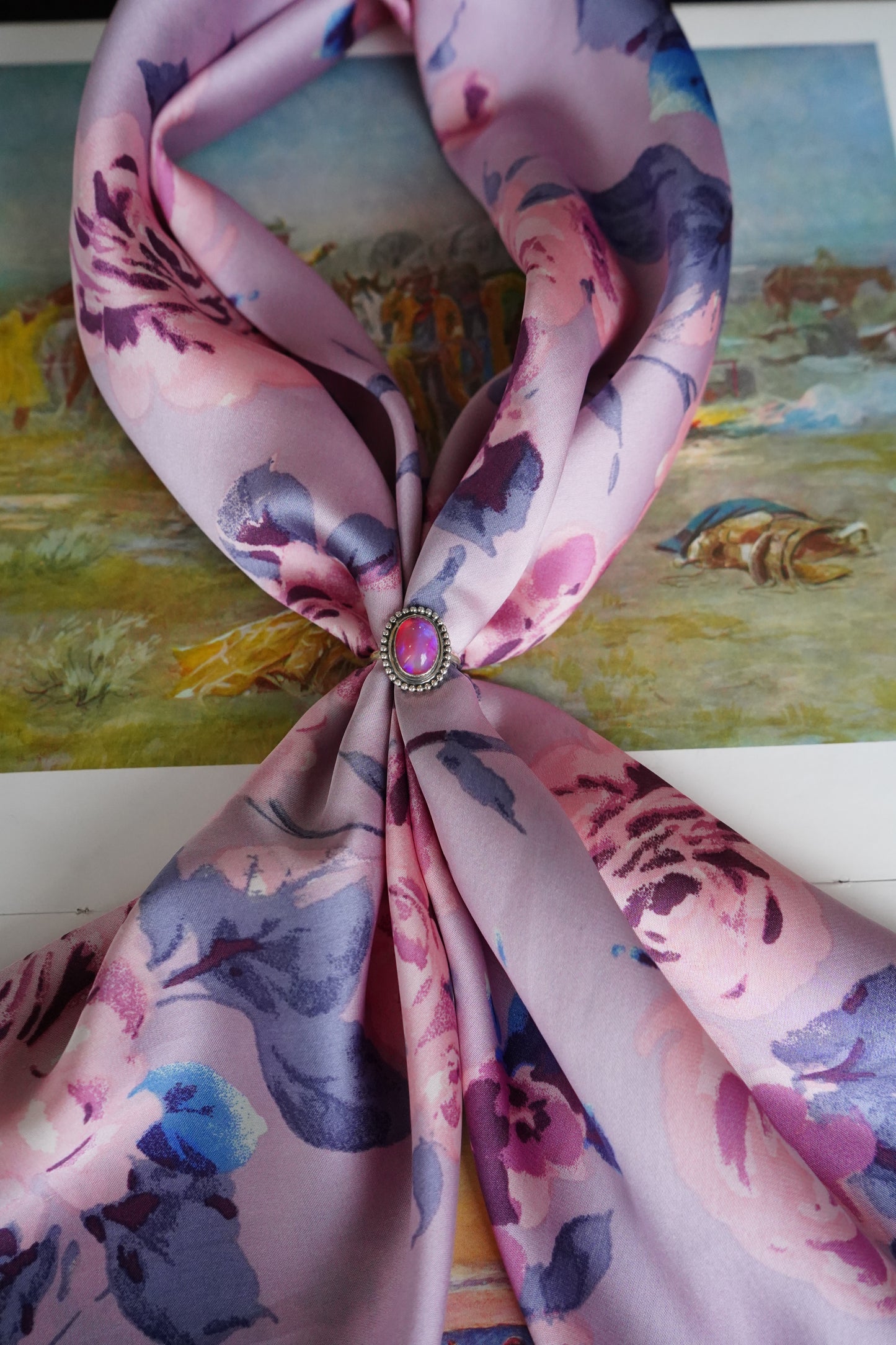 Pink Painted Floral DS Wild Rag