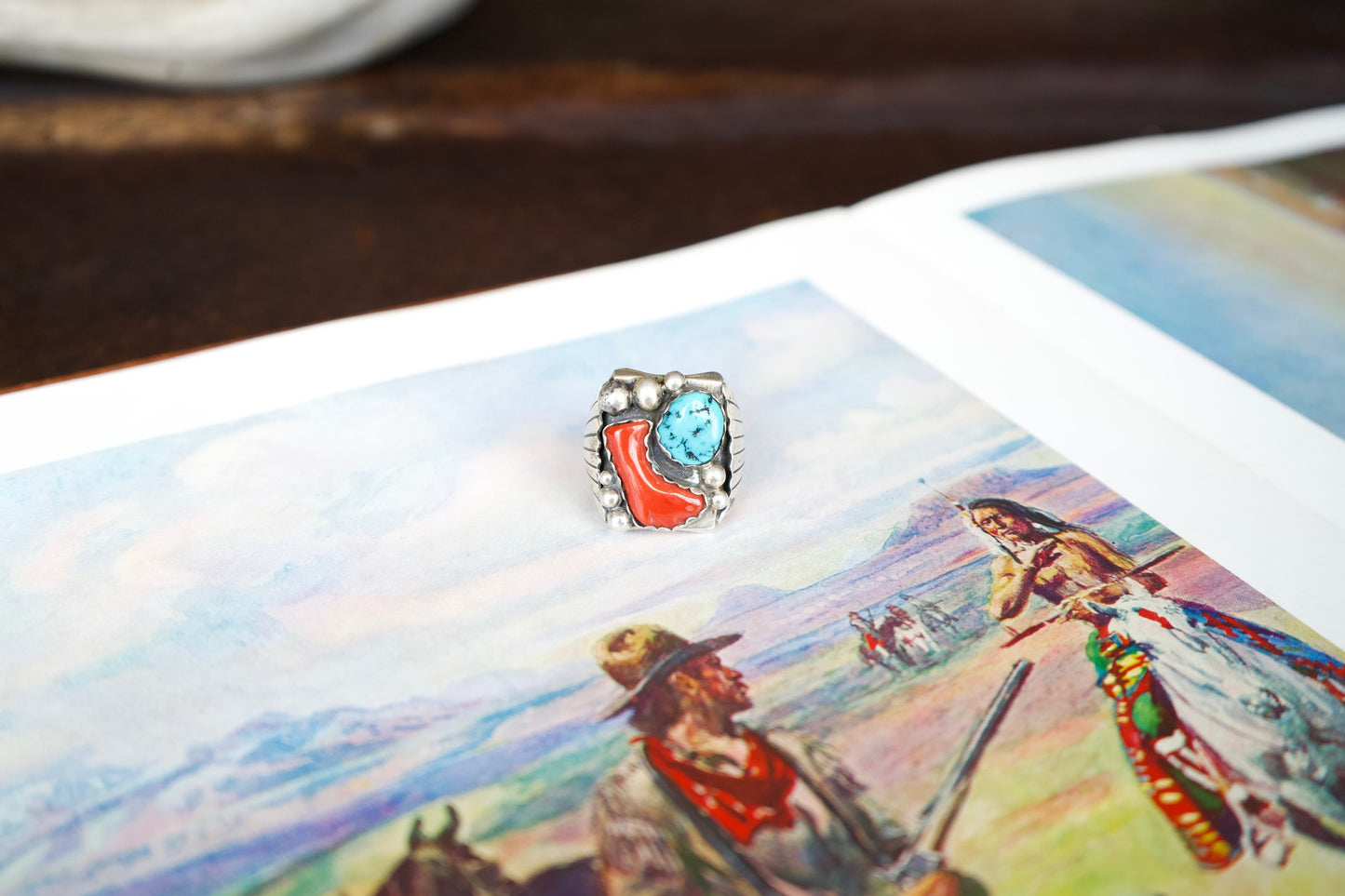Turquoise, Sterling Silver & Red Coral Men’s Rings - Sz 9-13.5