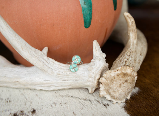 Inlay Turquoise Hotcross Ring - Size 5