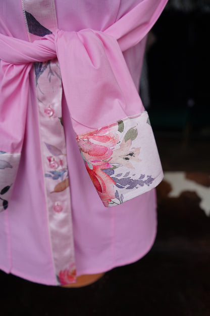 M - Pink Verses on Light Pink Cotton Button Down