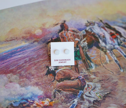 Dainty Zuni Round Turquoise Stud Earrings