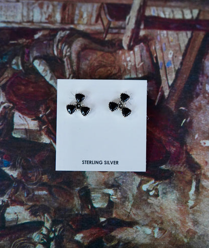 3 Stone Pinwheel Stud Earrings