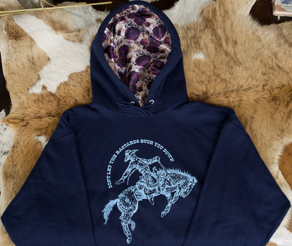 Navy Bucked Down Satin Lined Hoodies