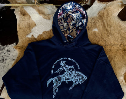 Navy Bucked Down Satin Lined Hoodies