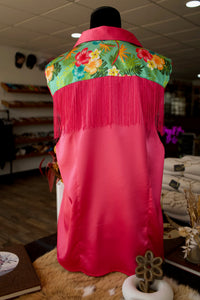 2XL - The Jasmine w/ Hot Pink Fringe on Hot Pink Button Down