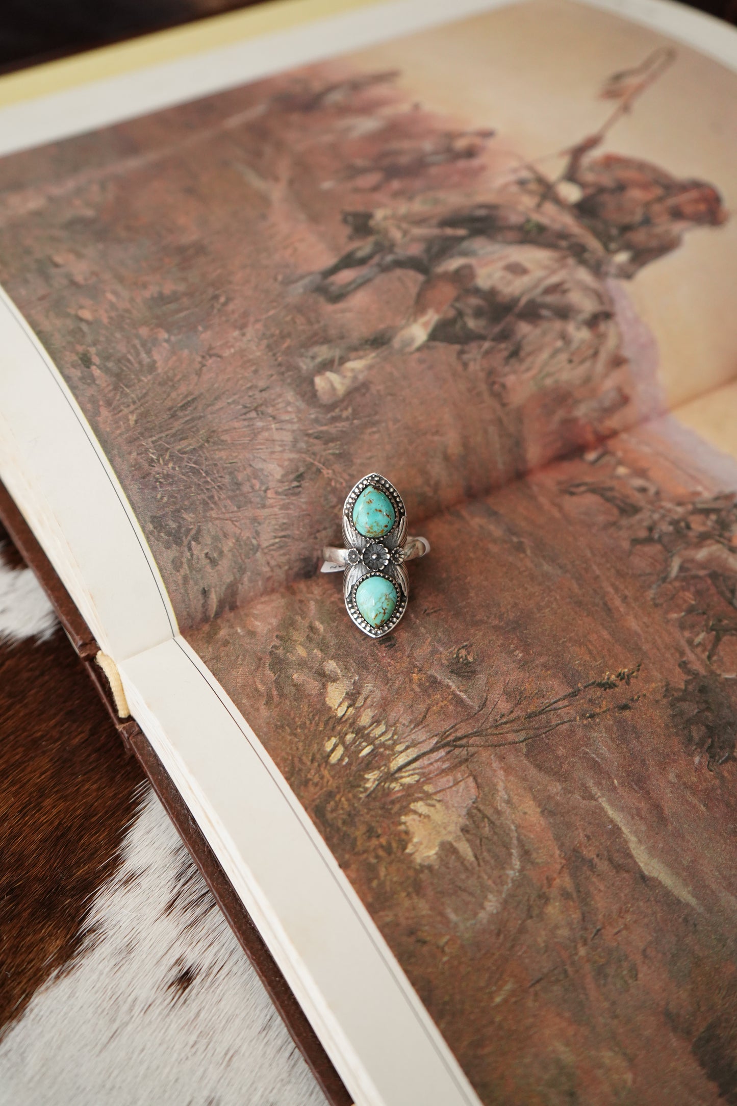 Turquoise 3 Flower Rings