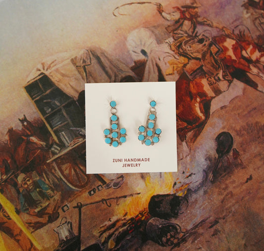 Davis Kaamasee Zuni Dangly Turquoise Stud Earrings