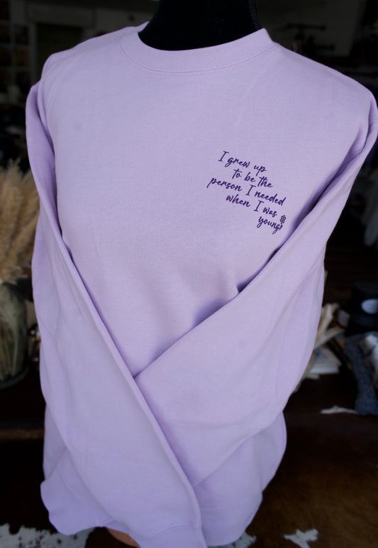 Grew Up - Lavender Crewneck