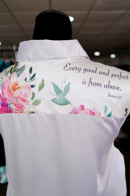 2XL - White Verses on White Satin Button Down