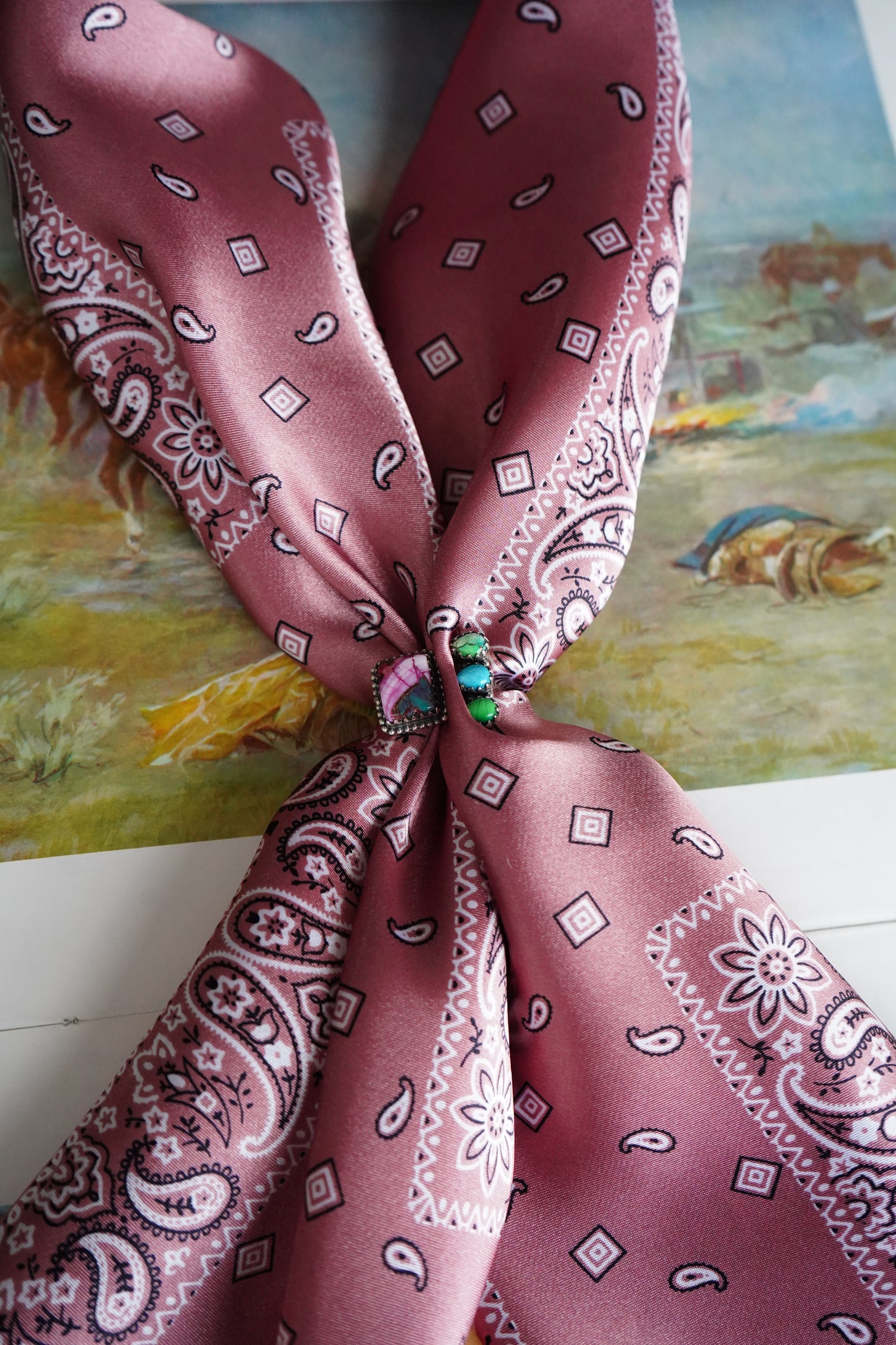 Mauve Paisley Squares DS Wild Rag