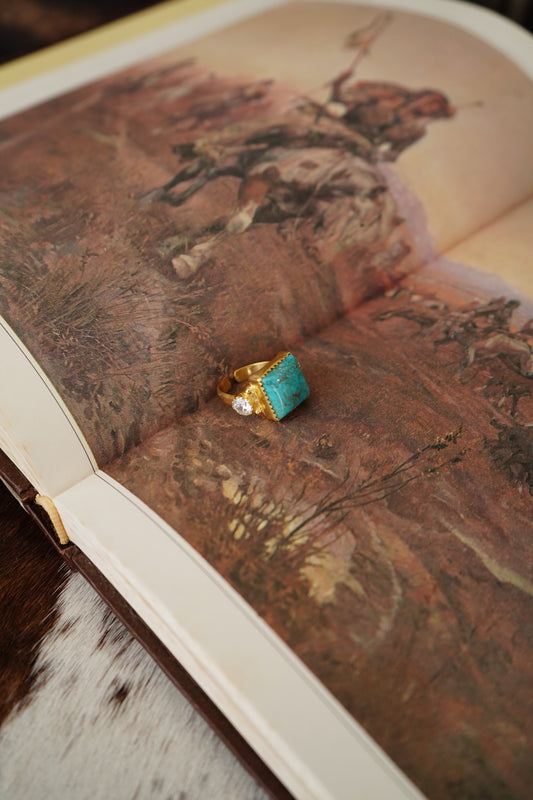TBP Gold & Turquoise w/ CZ Ring - Adj