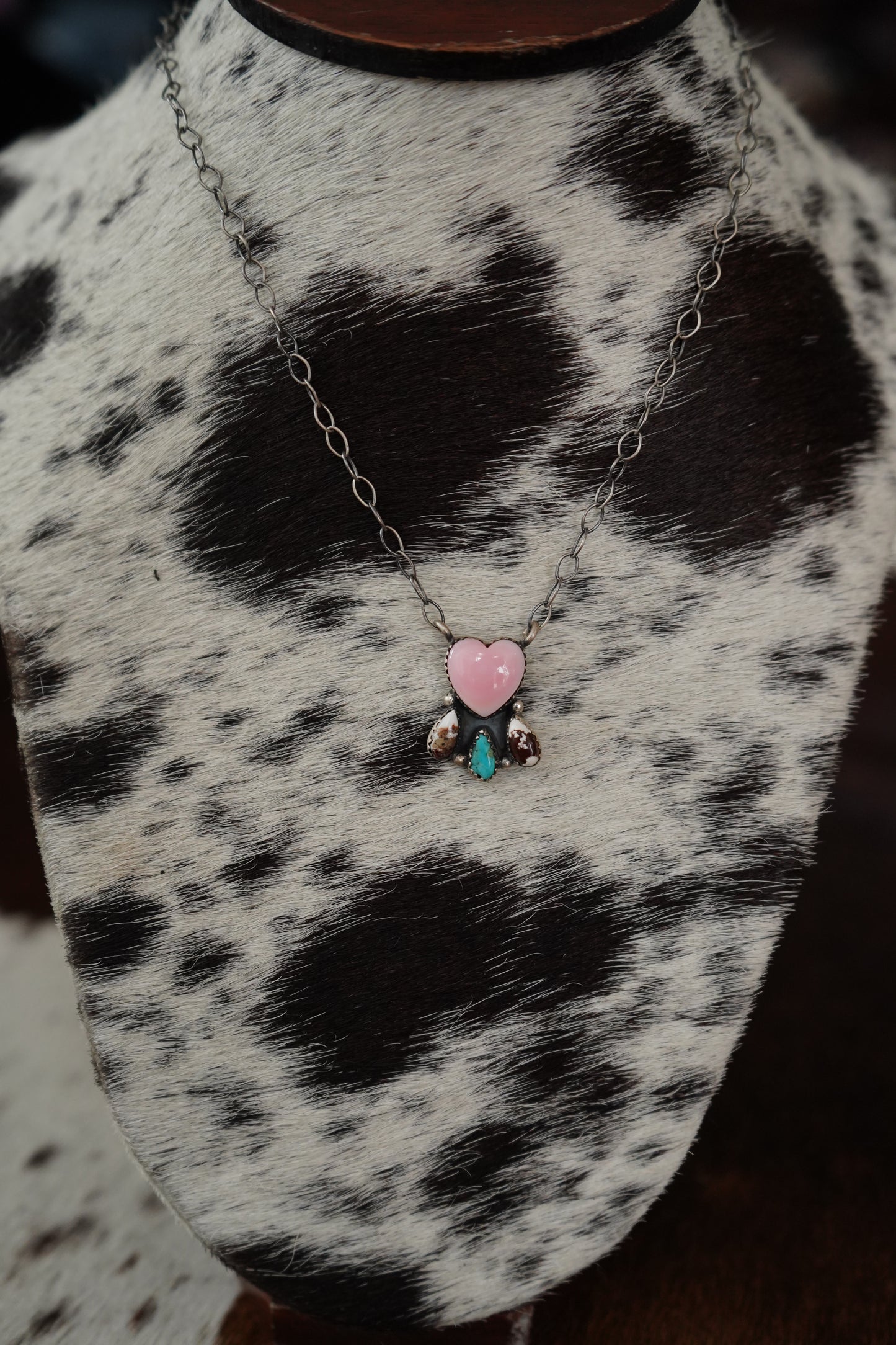 Multi Stone Heart Cluster Necklace