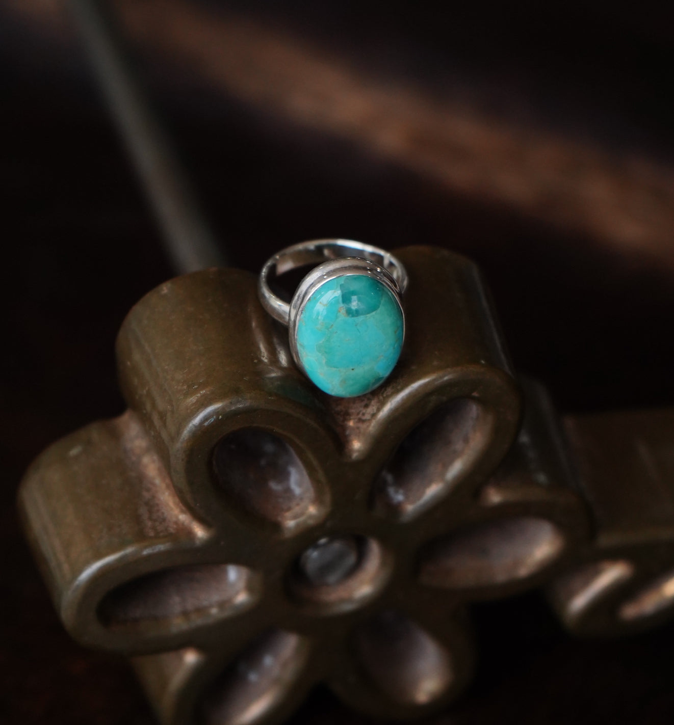 Round Turquoise Ring - Sz 8.5